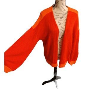Truly madly deeply  balloon sleeve Cardigan Sweater Sm Orange Boho Cottage Core